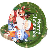 Christmas Oval Paper Plates Santa Snowman Holiday Serving Plates Disposable Merry Christmas Platters For Dinnerware Party Trays Supplies 24 Pcs 10" X 12"