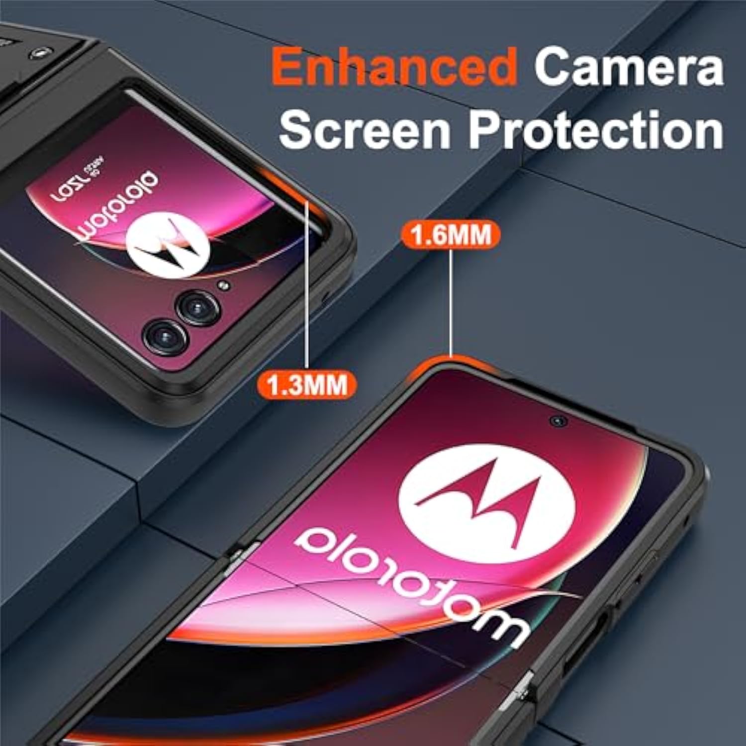 For Motorola Razr Plus 2023 Case, Heavy Duty Shockproof With 360° Rotation Metal Kickstand [Military Grade] Protective Case For Moto Razr+ 2023, Black