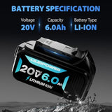4-Pack 6Ah Replacement Battery for Dewalt 20V Max Lithium Cordless Tools