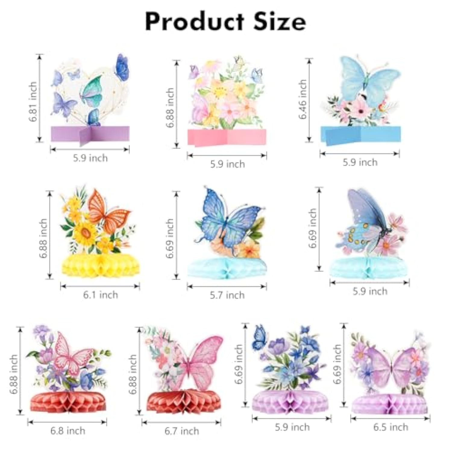 10 Pcs Butterfly Centerpieces For Tables Spring Butterfly Flowers Theme Table Decorations, Butterfly Honeycomb Table Centerpiece For Birthday Party Baby Shower Decor