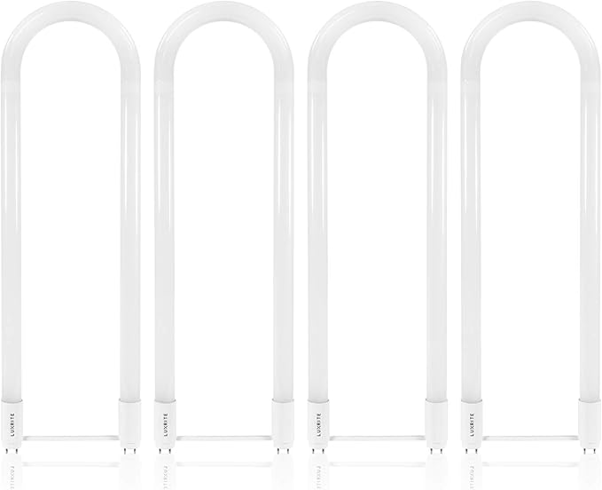 4 Pack U Bend LED Tube Lights T8 T12 18W 3000K Soft White G13 Fluorescent Replacement