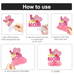 9Pcs Mother’S Day Honeycomb Decorations – Heart, Flower, Gift, And Cake Stand-Up Displays For Party And Home Décor – Mother’S Day Party Supplies