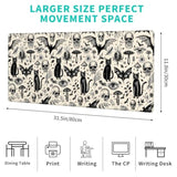 Gothic Cat And Skull Gaming Mouse Pad – 12X31.5In Non-Slip Rubber Desk Mat With Vintage Occult Design – Large Extended Mousepad For Office, Home – Deskmat Gifts For Goth And Dark Art Decor