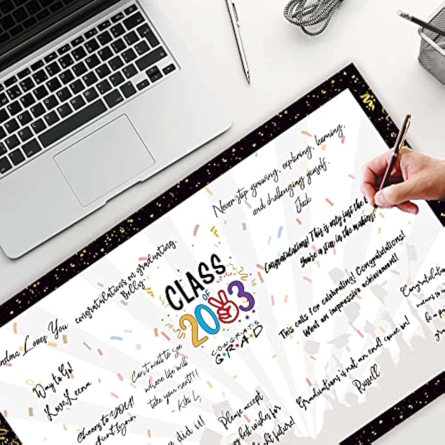Graduation Party Decorations, Giant Guest Book, Jumbo Greeting Card, Signature Board, Class Of 2023 Congrats Grad Sign In Poster, Graduation Party Supplies Favors Gifts - 14 X 22 Inches, Unframed