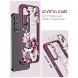 For Samsung Galaxy A54 5G Case With Tempered Glass Screen Protector [2 Pack],[Military Grade Protective] Slim Soft Tpu & Hard Pc,Girls Women Crystal Clear Flower Pattern Cases(Jd/Purple)