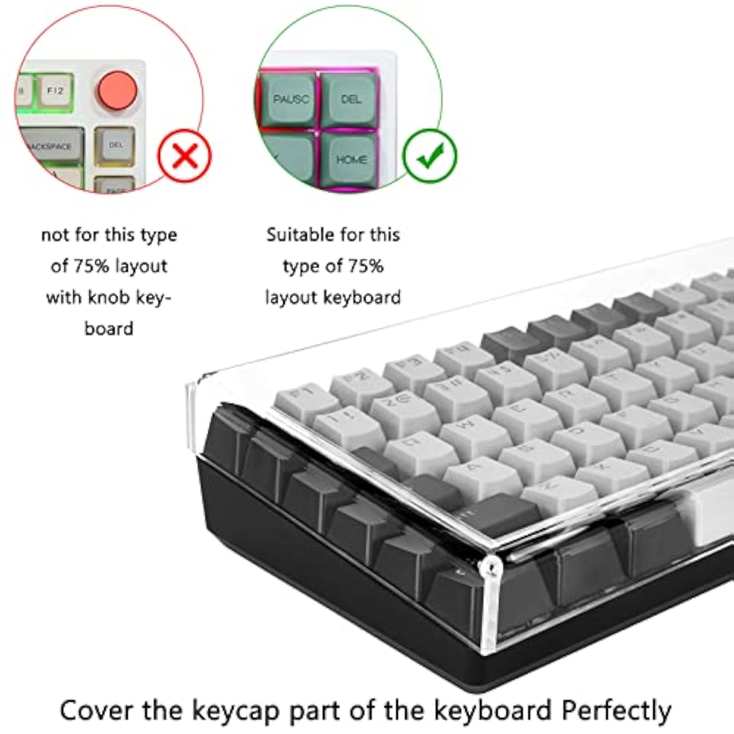 Geekria Keyboard Dust Cover, Keypads Cover for 75% Compact 84 Key Keyboard, Co
