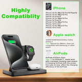 Magnetic 3 In 1 Wireless Charging Station For Magsafe Iphone 12-16 Series, Charging Station For Multiple Devices, Mag-Safe Wireless Charger Stand For Apple Watch 2-10 Series/Ultra/Se & Airpods 3/2/Pro