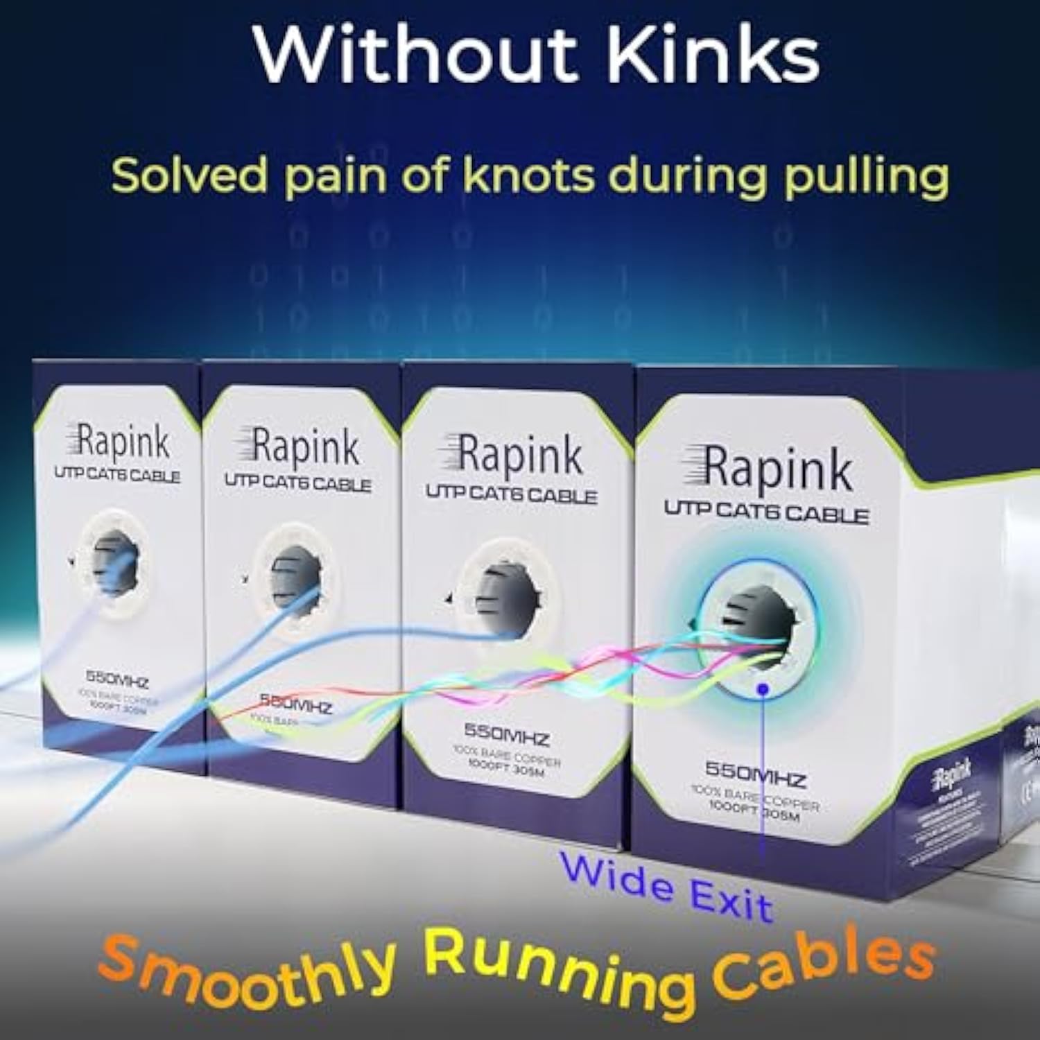 Cat6 Ethernet Cable 1000Ft, Cat6 Ethernet Cable 23Awg Bare Copper 10G Support,