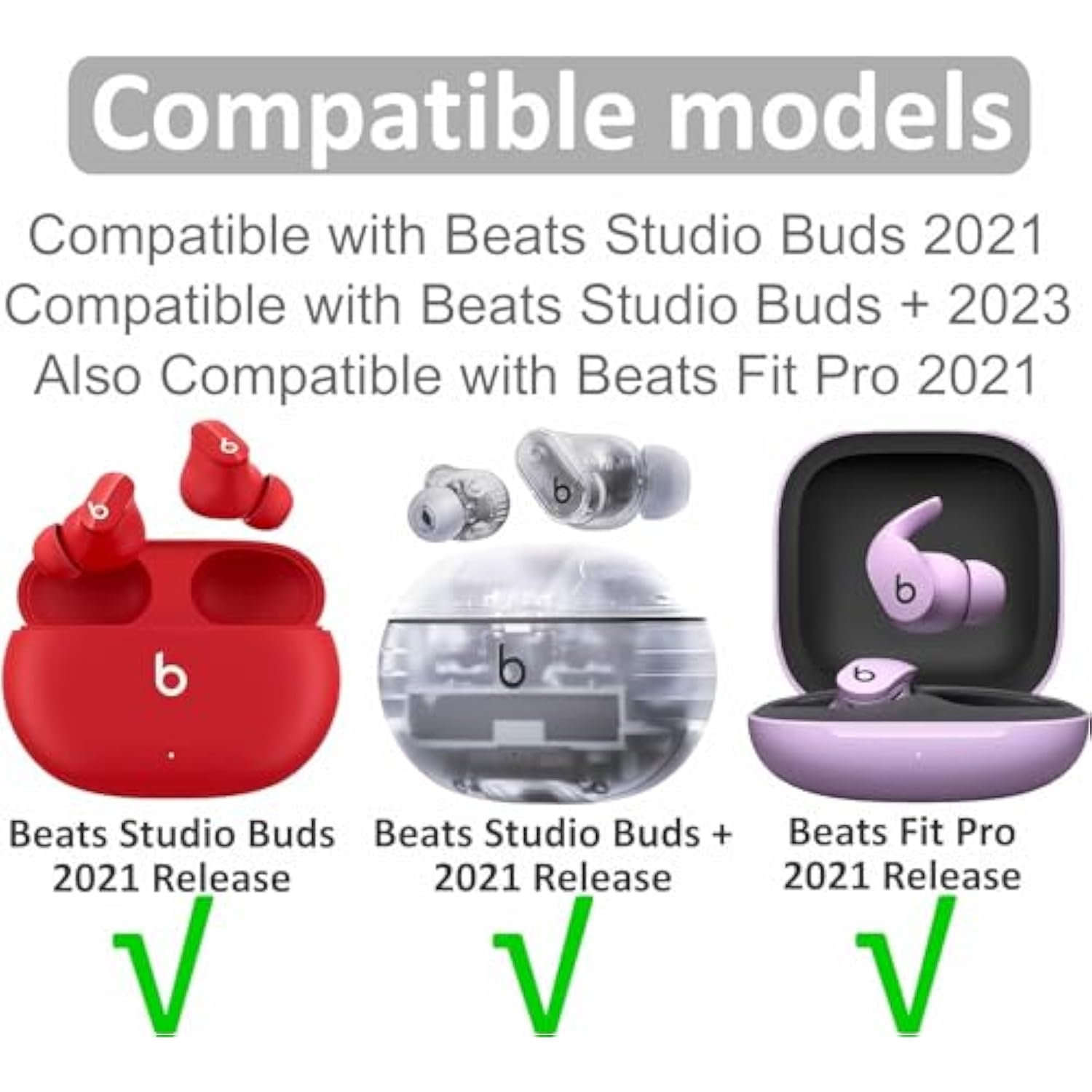Replacement Memory Foam Compatible With Beats Solo Buds/Fit Pro/Studio Buds + Ear Tips, 6 Pairs S/M/L Cancel Noise Fit In Case Comfortable No Silicone Pain For Beat Studio Buds - Foam Black