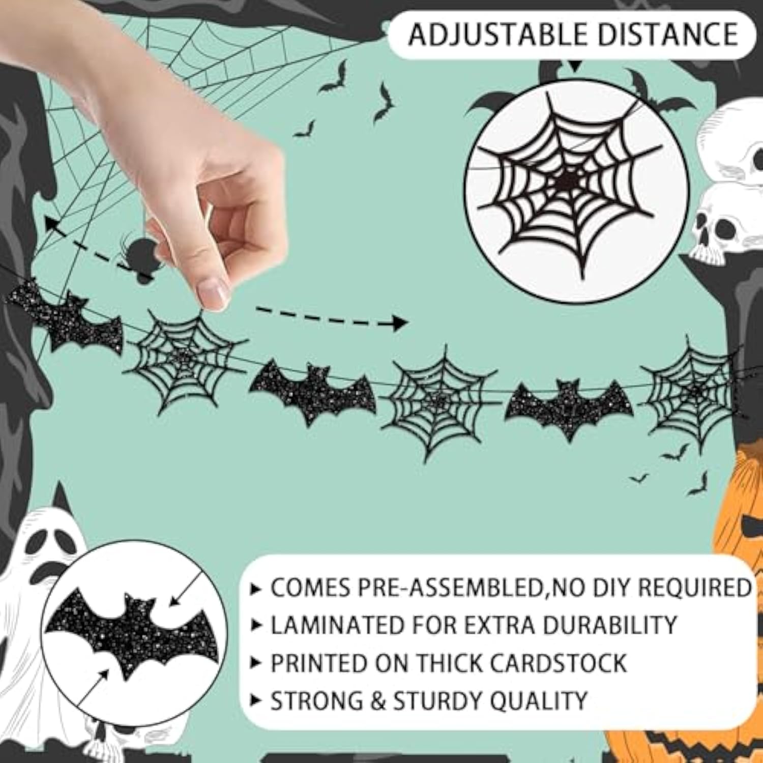 Welcome Foolish Mortals Halloween Banner Decorations Halloween Haunted Mansion Banner Wall Decorations With Bat And Spider For Halloween Party Decorations