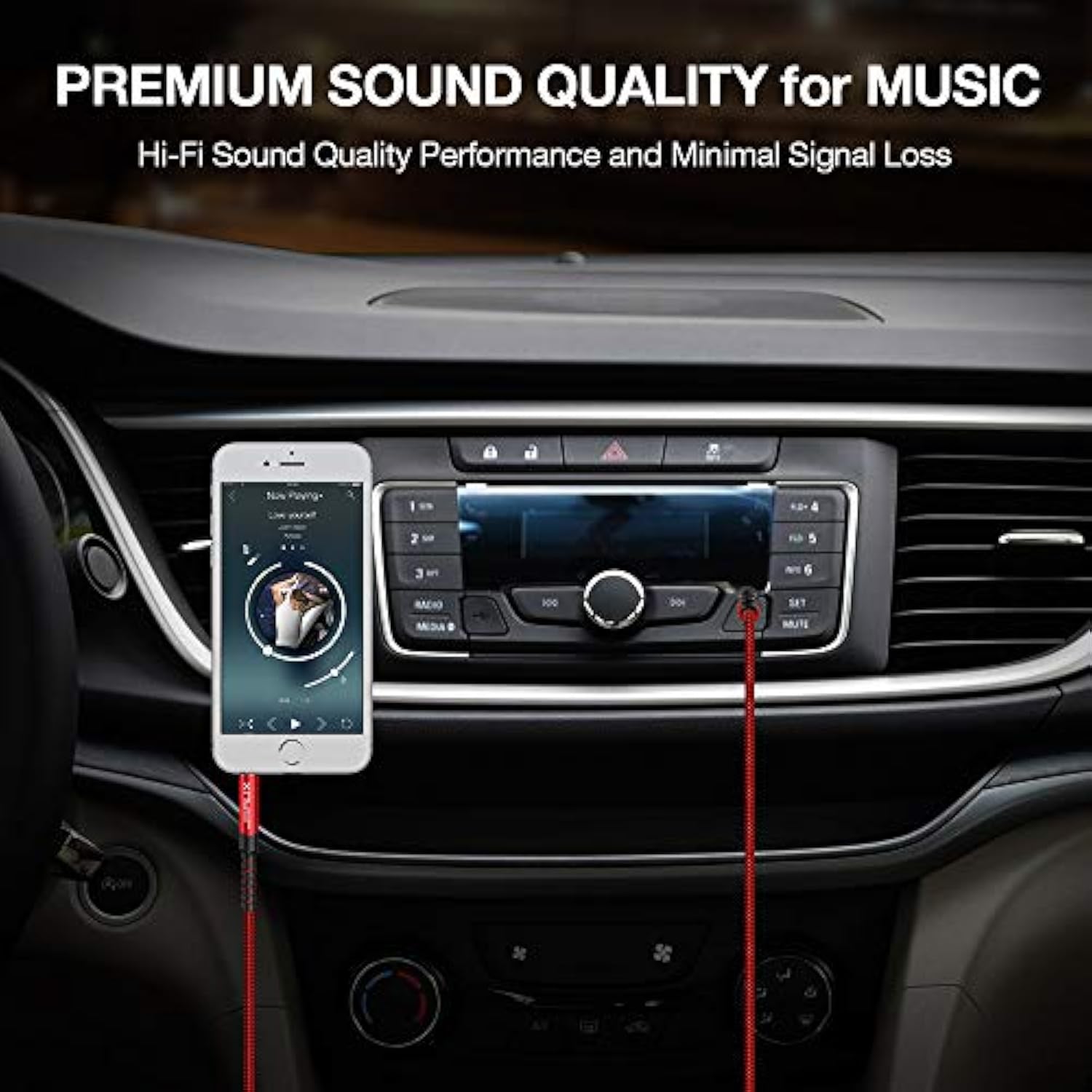 2 Pack Aux Cable, [4Ft/1.2M- Copper Shell, Hi-Fi Sound] 3.5Mm Trs Auxiliary Audio Cable Nylon Braided Aux Cord Compatible With Car/Home Stereos,Speaker,Headphones,Sony,Echo Dot,Beats - Red