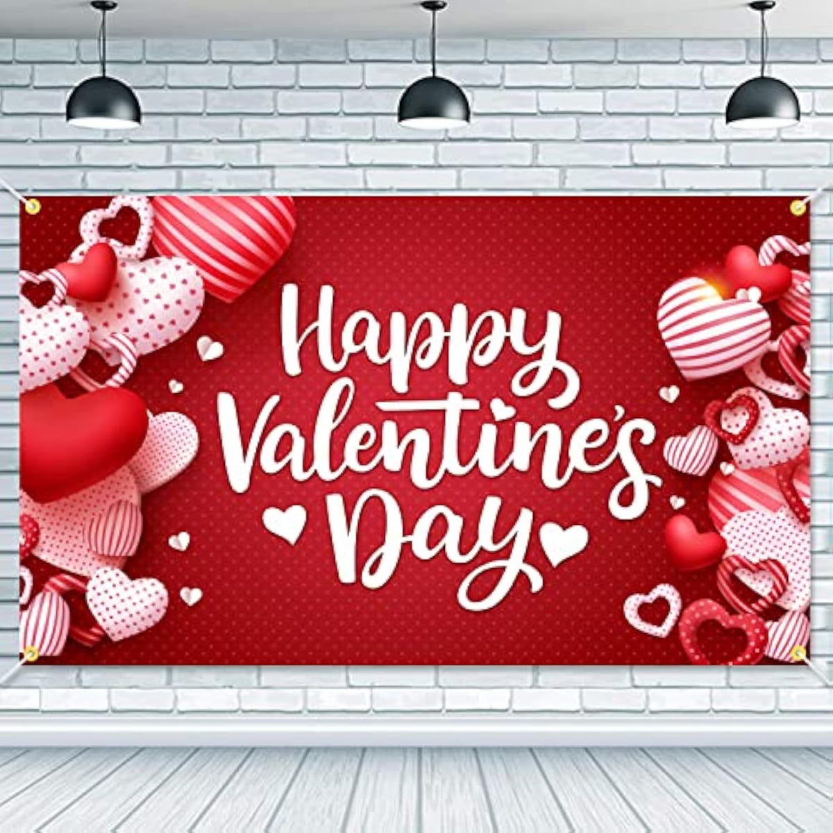 Happy Valentine'S Day Backdrop Banner 73 X 43 Inch Large Size Red Heart Valentine'S Day Background Banner Valentines Day Party Decorations Supplies Valentines Party Photo Booth Prop