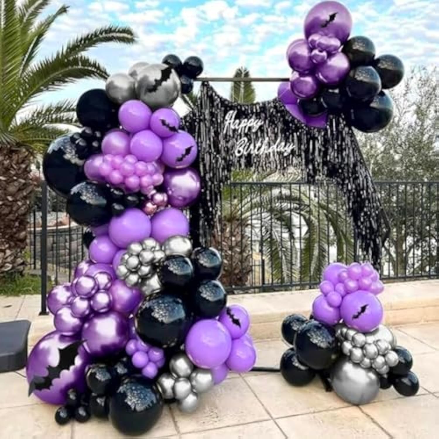 Purple Black Balloons 12 Inch Metallic Dark Purple with Confetti Latex Party Decorations