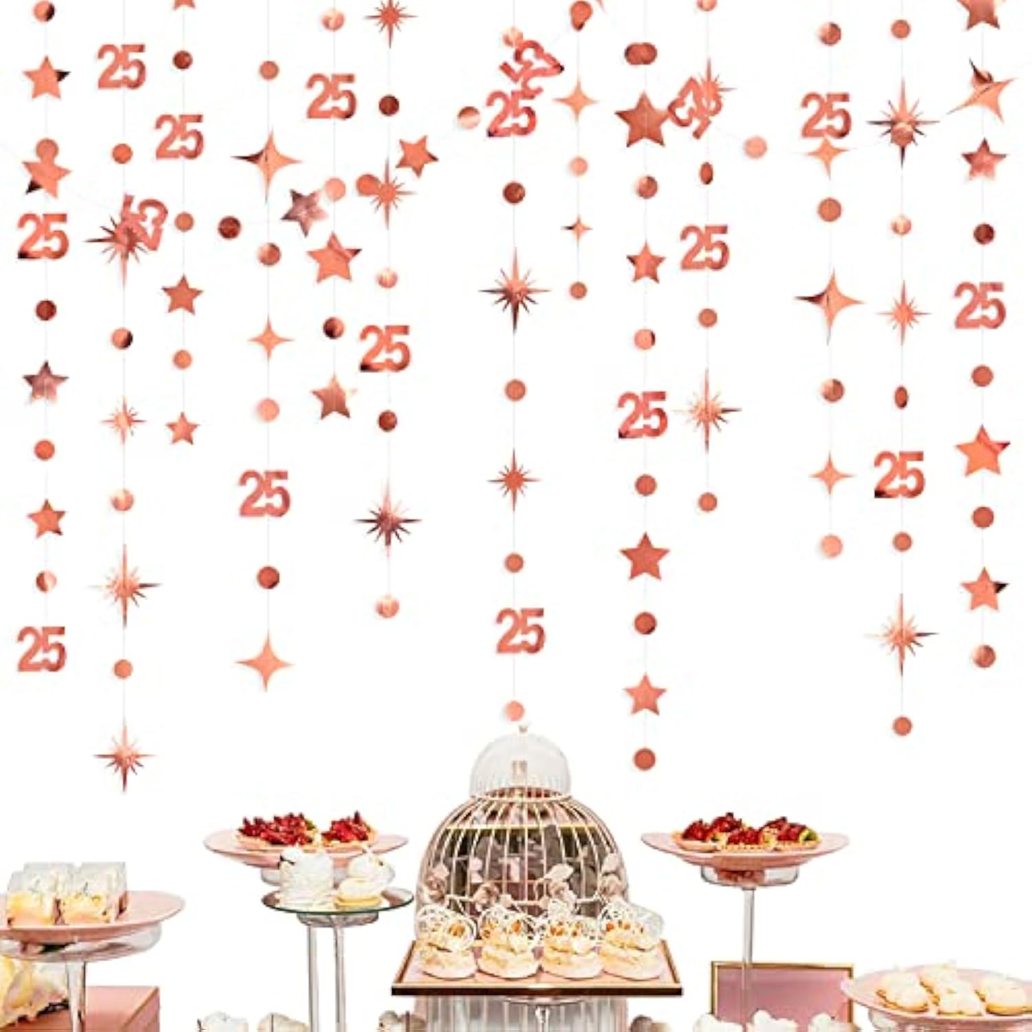 Rose Gold 25th Birthday Garland – Twinkle Stars & Number 25 Bunting for Girls