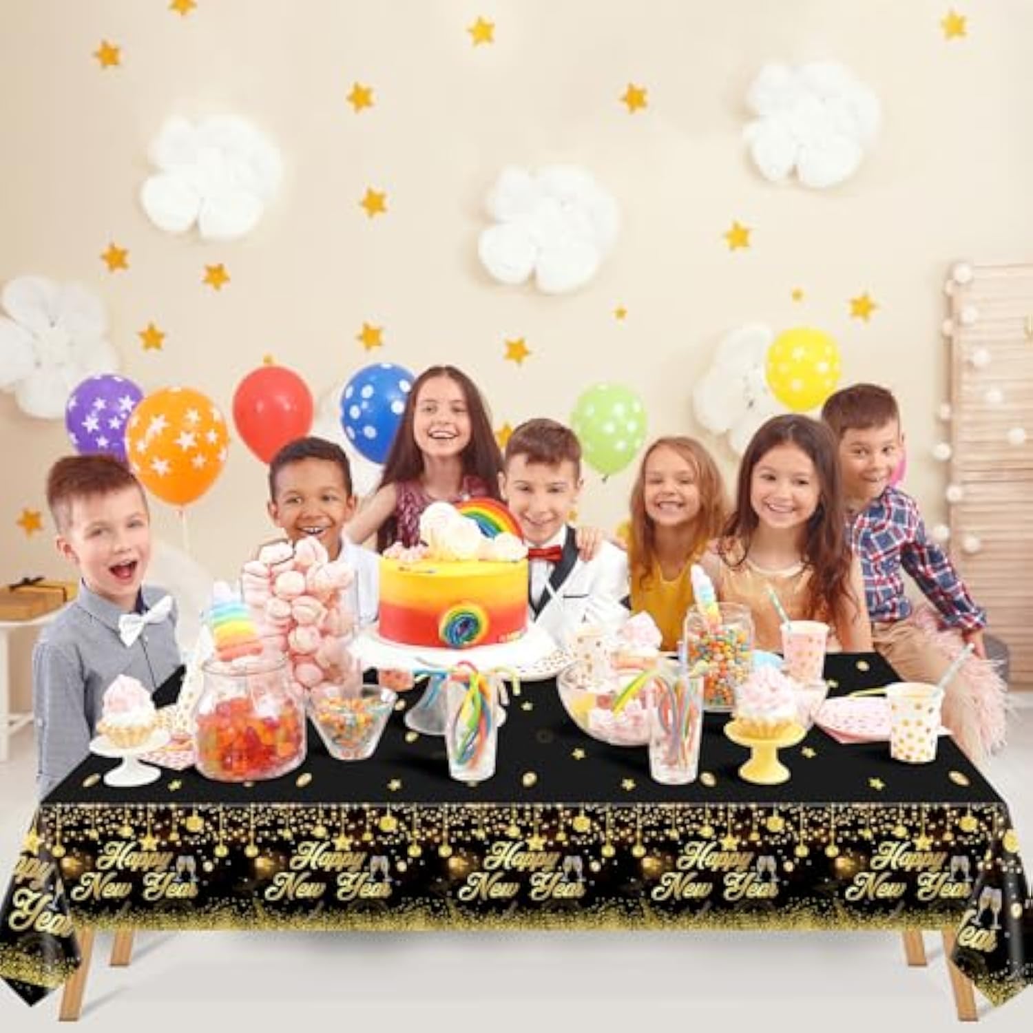 Happy New Year Plastic Table Cloth For Parties, Plastic Table Cover 2026, Disposable Party Table Clothes Decorations Supplies(108” X 54”)