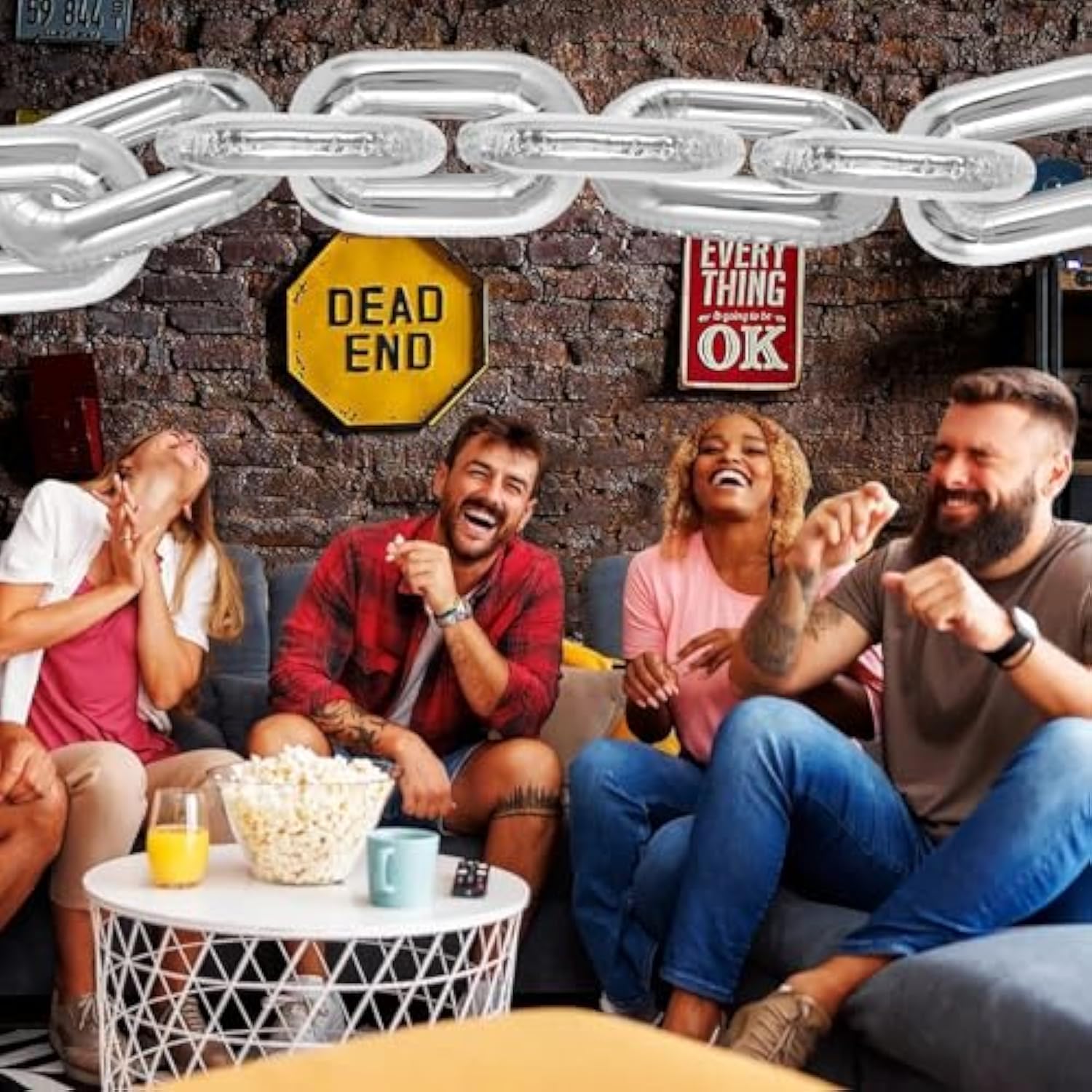 24pcs Giant Silver Chain Balloons 16" for 80s/90s & Hip Hop Parties