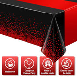 3-Pack Black Red Tablecloths 54x108 Inch Disposable Party Table Covers