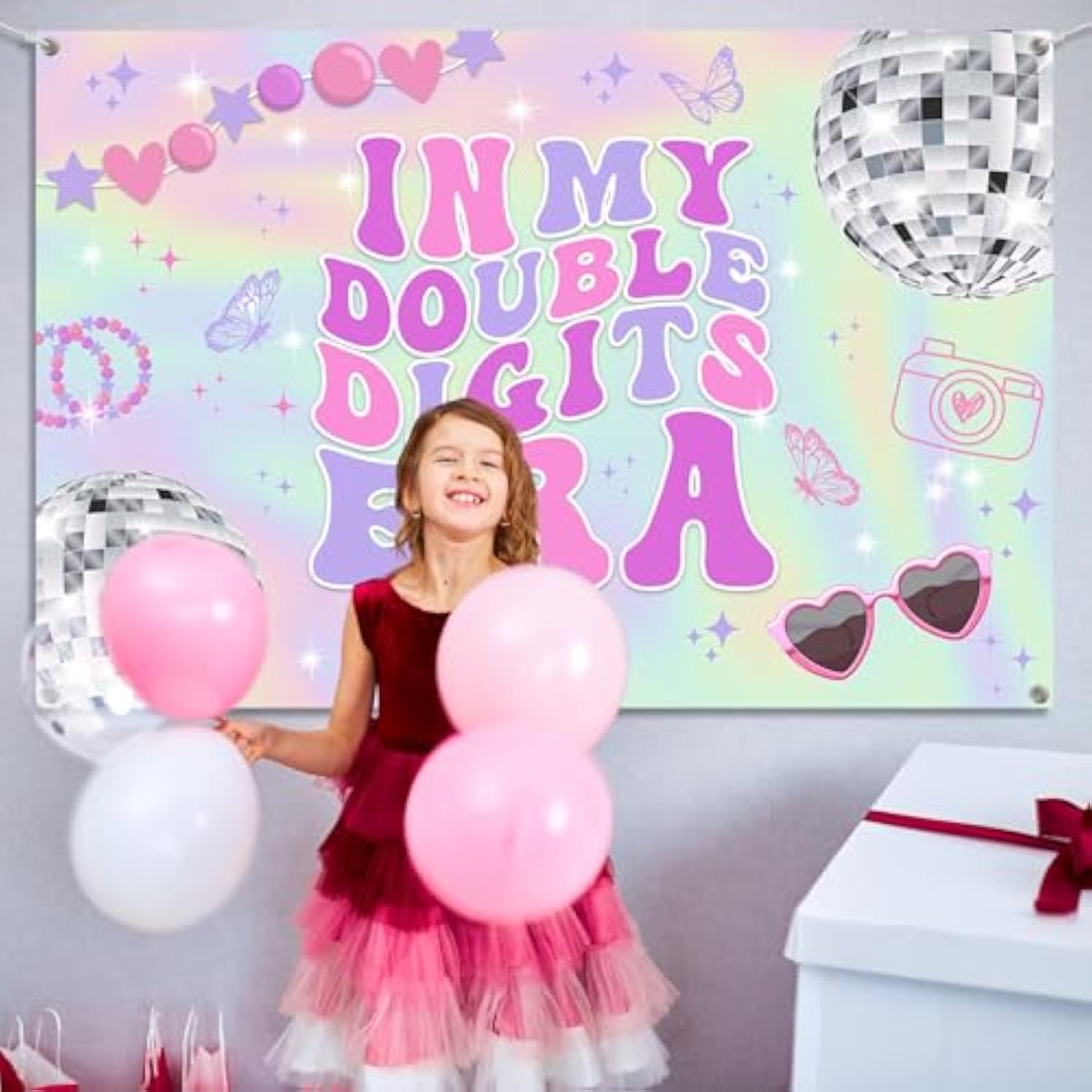 Iridescent 10th Birthday Banner for Girls Music Superstar Party Decor 59x39 Inch