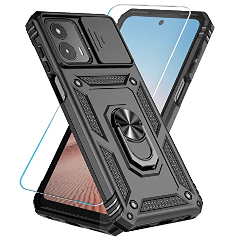 Phone Case For Motorola Moto G 5G 2023 Case With Hd Screen Protector & Slide Camera Cover & Kickstand, [Military-Grade] Phone Case For Moto G 5G 2023 (Black)