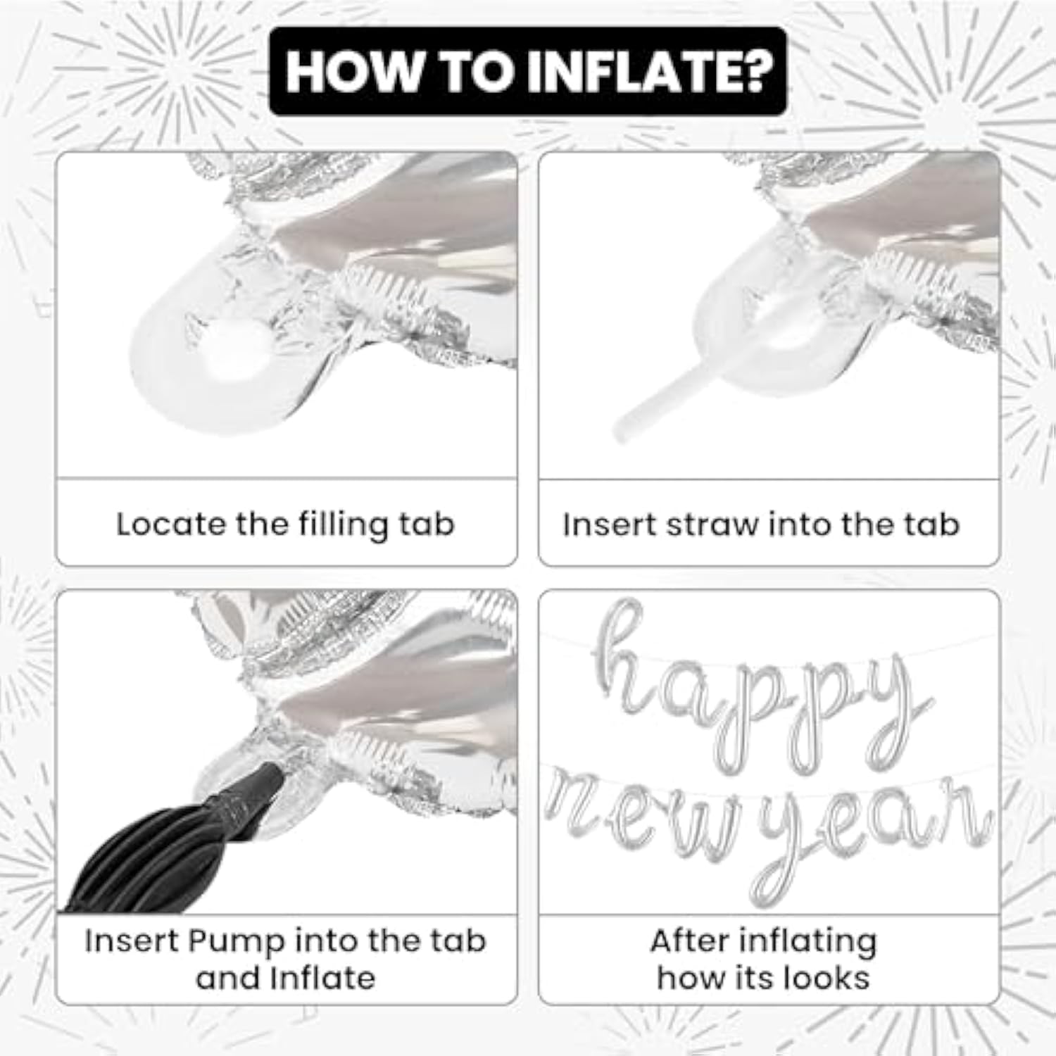 Silver Happy New Year 2026 Balloons 16 Inch Party Supplies