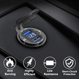 [Metal Shell] 12V Usb Outlet Dual Qc 3.0: Aluminum Socket 12 Volt Motorcycle Usb Outlet With Led Voltmeter Button Switch Waterproof 12 V Car Charger For Boat Marine Moto Rv Golf Cart