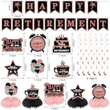 20Pcs Happy Retirement Party Decorations Kit For Women, Rose Gold Retirement Backdrop Balloons Honeycomb Centerpiece Swirl Paper Pompoms Party Supplies, Retired Sash Table Topper Swirls Set