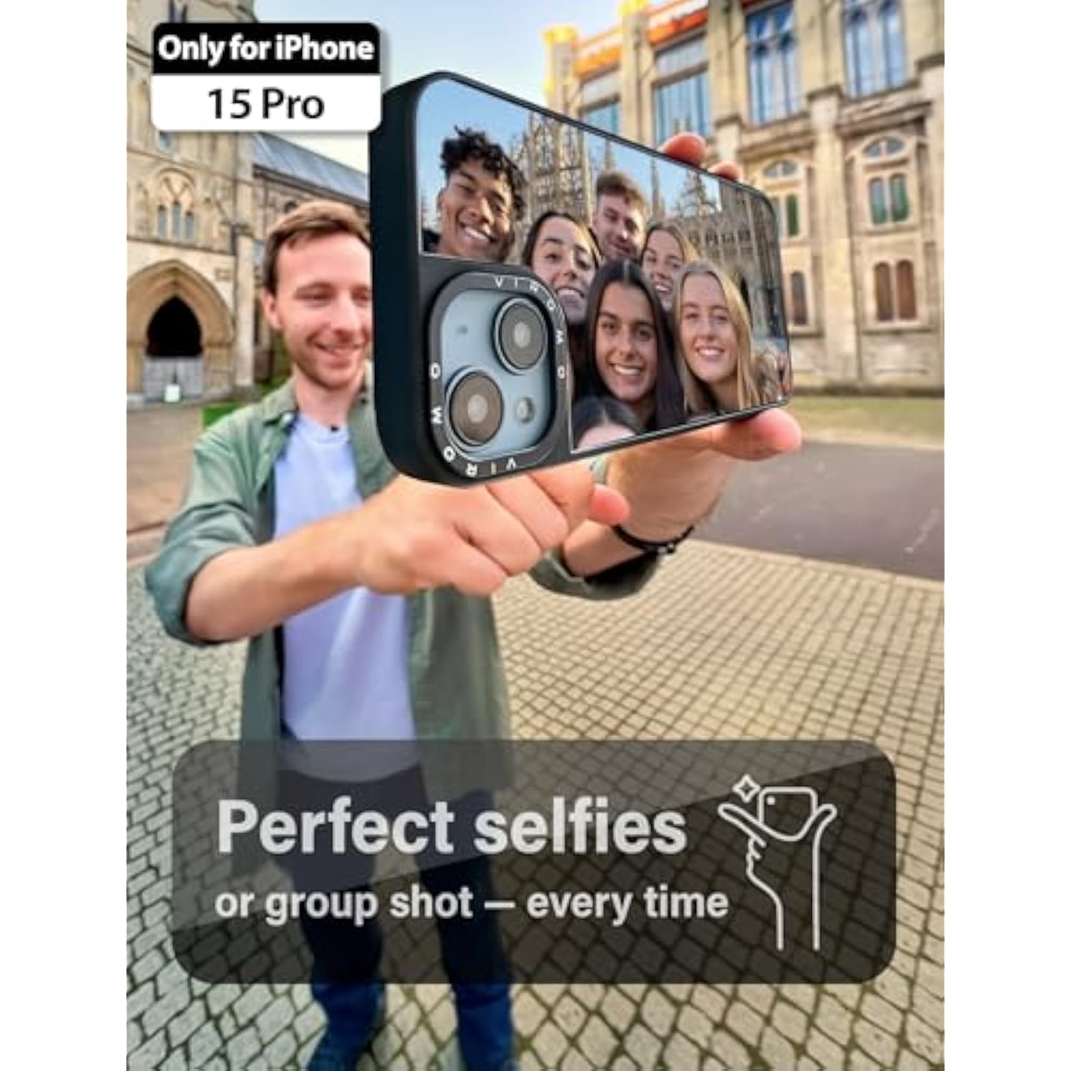 Mirror Case (For Iphone 15 Pro) With 2 Screen Protectors – Shockproof Soft Corners | Bye Bye Pocket Mirror | Cute Slim Case For Girls, Womens