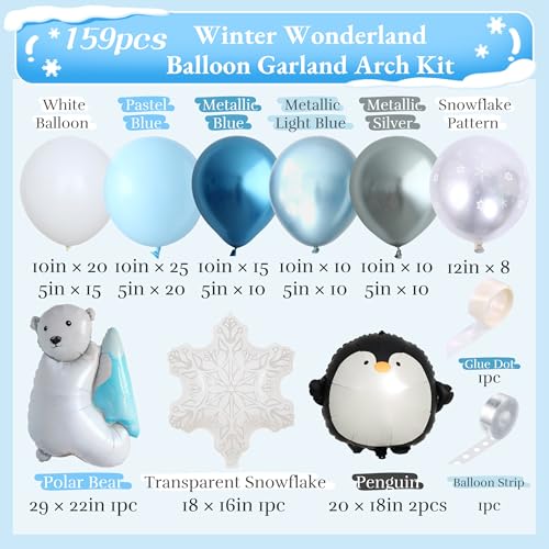 Winter Wonderland Balloon Arch Kit for Is Cold Outside Baby Shower Decor