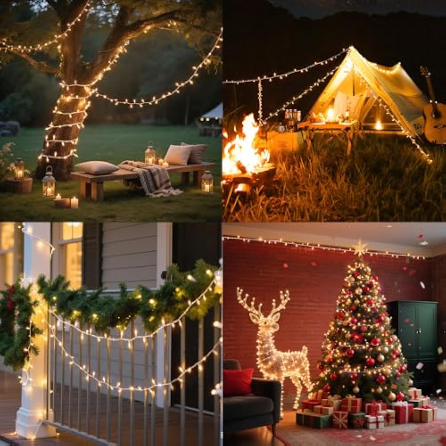 Christmas Lights,100 Count Warm White Lights With White Wire,21Ft Ul Certified Tree String Lights For Indoor Outdoor Chr