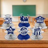 12pcs Graduation Table Decorations,Silver and Navy Blue Graduation Decorations 2026 Graduation Centerpieces for Tables,Class of 2026 Centerpieces Honeycomb for Congrats Grad Table Decor (Navy Blue)
