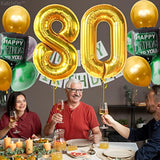 , Giant Gold 80Th Birthday Balloons - 40 Inch | 80Th Birthday Decorations For Women & Men | 80Th Balloons For 80Th Birthday Decorations & Happy Anniversary Decorations | 80 Number Balloon