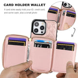Crossbody Wallet Case For Iphone 15 Pro Max, Rfid Blocking Pu Leather Zipper Handbag Purse Flip Cover, Kickstand Folio Case With Card Slots Holder Wrist Strap Lanyard 5G 6.7 Inch (Rose Gold)