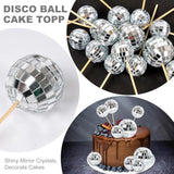 31Pc Disco Ball Cake Toppers & Happy Birthday Pick for 1970s Theme Party Decor
