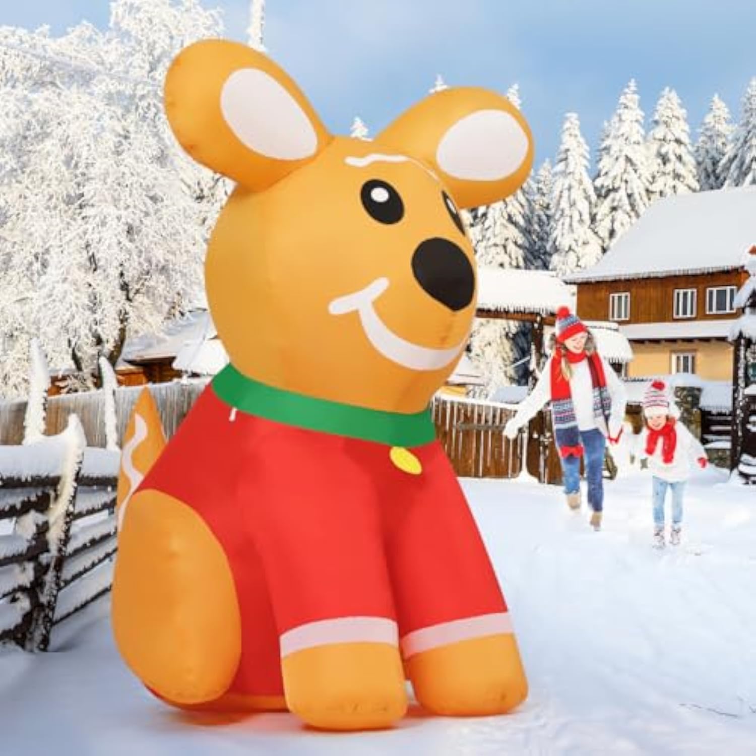 5Ft Christmas Inflatables Outdoor Decorations, Blow Up Cute Gingerbread Dog Inflatable With Built-In Leds For Christmas