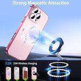 Magnetic For Iphone 16 Pro Max Case With Privacy Screen Protector & Camera Protection, Metal Glossy Luxury Color Phone Case For Iphone 16 Pro Max Girl Women, No Fading-Titanium Pink