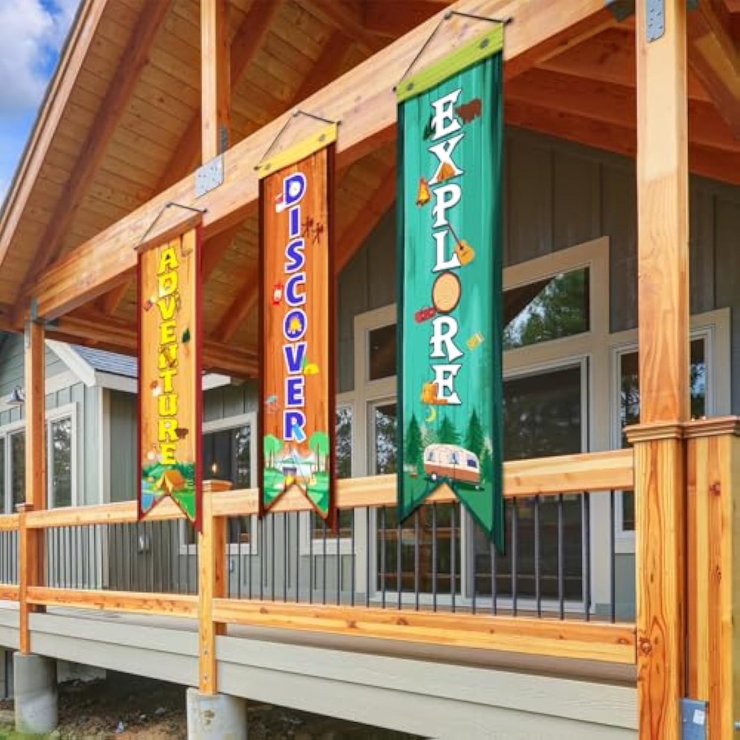 3 Pcs Camping Banners Party Decorations Camping Porch Sign Camper Adventure Door Banners Wall Decor For Camper Adventure Theme Birthday Celebrating Baby Shower Classroom Decorations