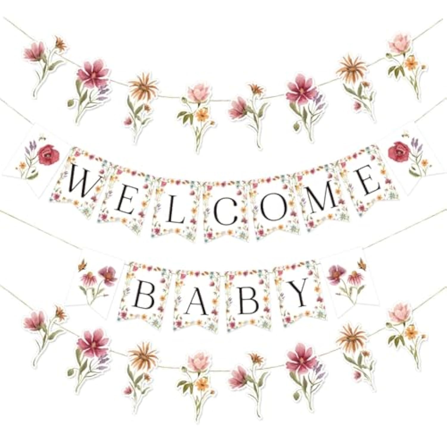 Wildflower Baby Shower Banner – Boho Floral Party Décor for Girls
