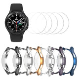 [6+6] Pack For Samsung Galaxy Watch 4 Classic 46Mm Case With Screen Protector, Soft Tpu Cover Protective Bumper Shell + Tempered Glass Screen Protector Film For Galaxy Watch 4 Classic 46Mm