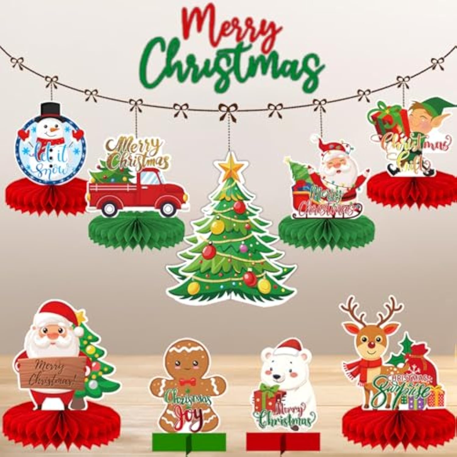 9 Pc Christmas Table Centerpieces Party Table Decorations