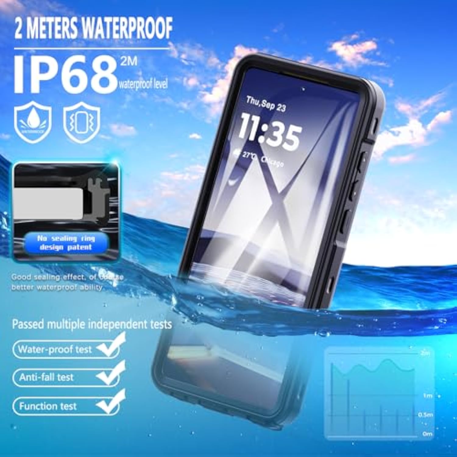 For Moto G Stylus 5G 2024 Case Waterproof Ip68 Certified Dustproof Shockproof Built-In Screen Protector Full Body Protective Cover For Motorola G Stylus 5G Black