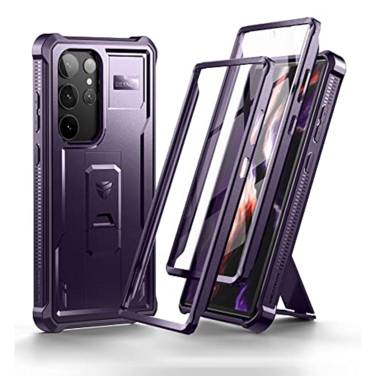 Full Body Case For Samsung Galaxy S23 Ultra 5G/6.8 Inches, [Extra Front Frame] Heavy Duty Military Protection Built-In Screen Protector And Kickstand For Samsung S23 Ultra 5G,Phantom Purple