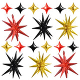 22 Inch Black Gold Red Star Mylar Balloons Set with 10 Inch Stars for Party