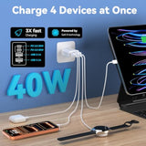 Usb C Charger Block, 40W 4 Ports Type C Fast Phone Charging Blocks Cube Pd Usbc Wall Plug+Qc 3.0 Usb A Charger Brick Box Power For Iphone 16/15/14/13/12/11 Pro Max, Ipad, Samsung Galaxy, Pixel,2Pack