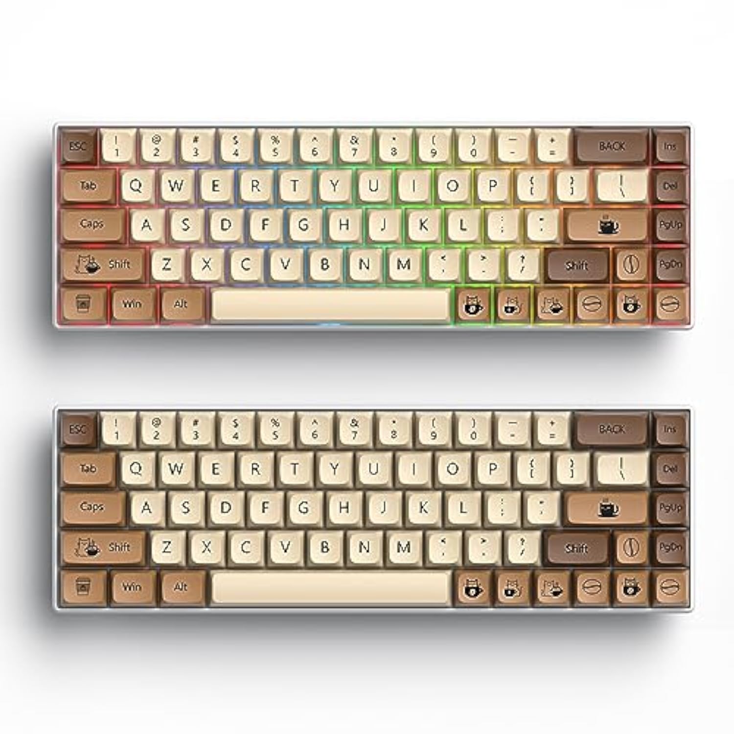 Coffee Cat Xda Profile Pbt Keycaps 75 Percent,138 Keys Dye Sub Caps For 60% 65