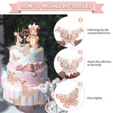 285 Pcs Rose Gold Party Decorations, Birthday Decorations For Women Or Girl - Knives, Forks And Spoons, Tiara, Butterfly, Sash, Paper Pom Poms, Balloon Stand, Tableware For 25 Guests