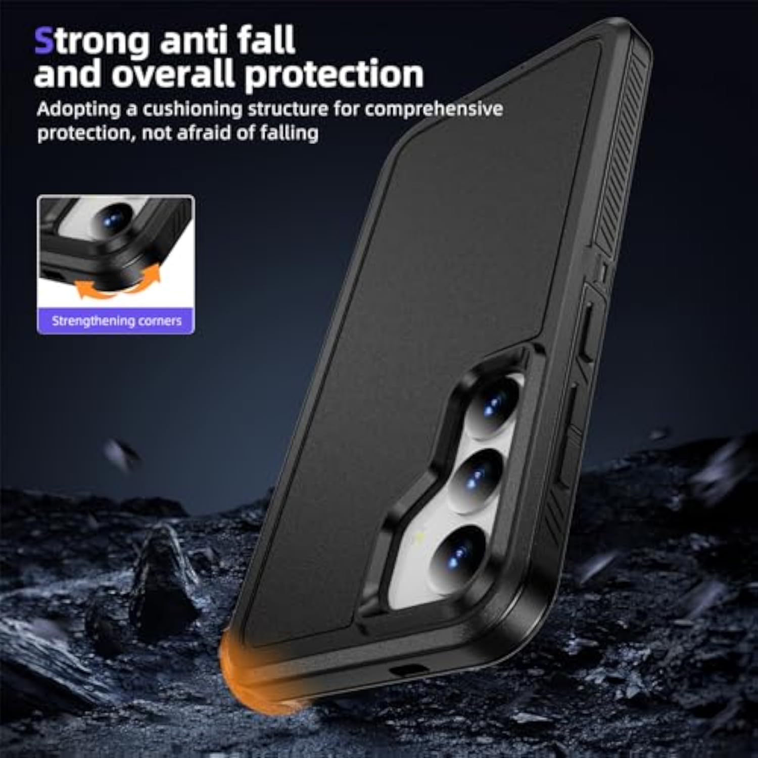 Samsung Galaxy S24/S25 Shockproof Case, Military-Grade Protection, Dual Guard Black