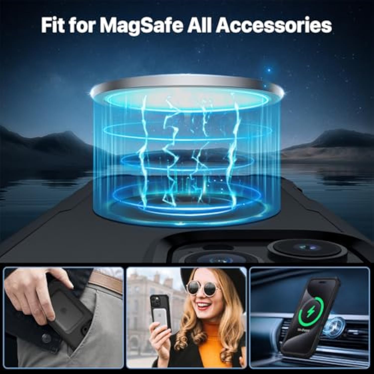 Magnetic iPhone 16 Pro Max Case with Privacy Screen, Camera Protection Black