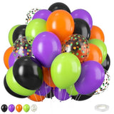 12" Halloween Balloon Set – Purple Green Orange with Black Confetti Balloons