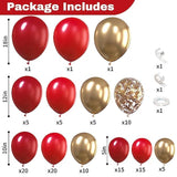 Red Gold Balloons Arch Garland Kit, 113Pcs 18/12/10/5 Inch Different Shades Dark Helium Metallic Confetti For Valentines Wedding Birthday Anniversary Party Decorations