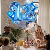 11PCS Blue Foil Balloon Set – 11th Birthday Party Decorations for Kids with Confetti Balloons